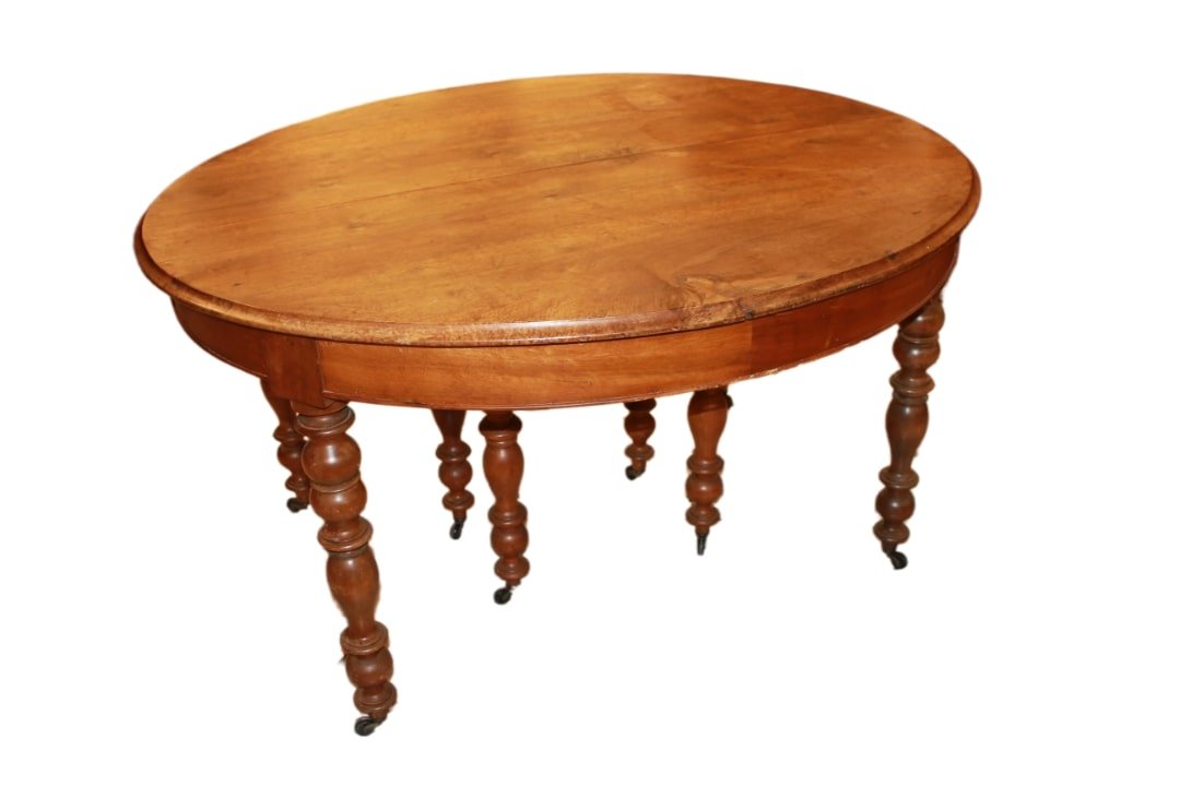 French Oval Extending Table Louis Philippe Style From The 1800s In Walnut Wood-photo-3