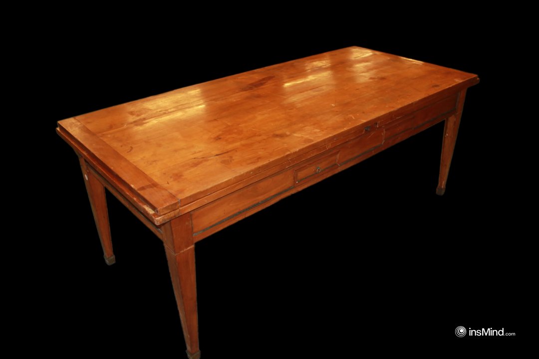 Large Extendable Rustic Rectangular Walnut Table, Early 19th Century, Louis XVI Style-photo-2