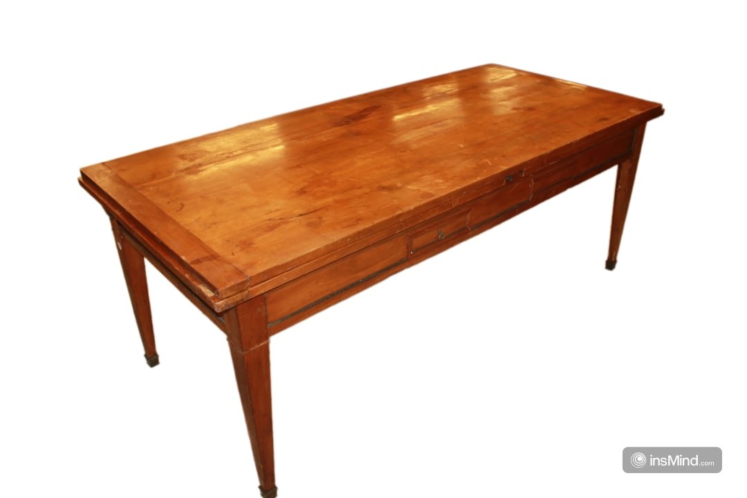 Large Extendable Rustic Rectangular Walnut Table, Early 19th Century, Louis XVI Style