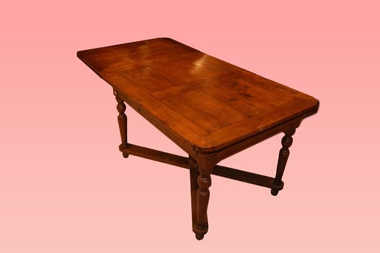 Extendable Shaped Table From The Early 1800s, Italian Rustic Style, In Pine Wood-photo-3