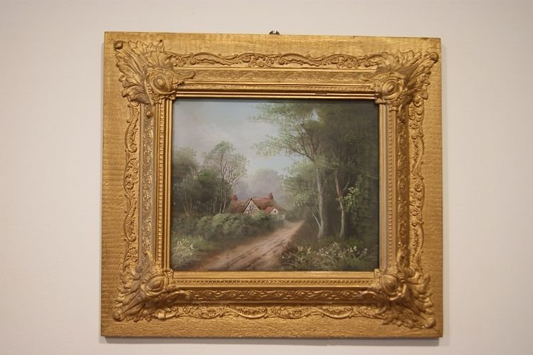 English Oils On Cardboard From The 1800s, Depicting Rural Landscapes With Country Lanes-photo-1