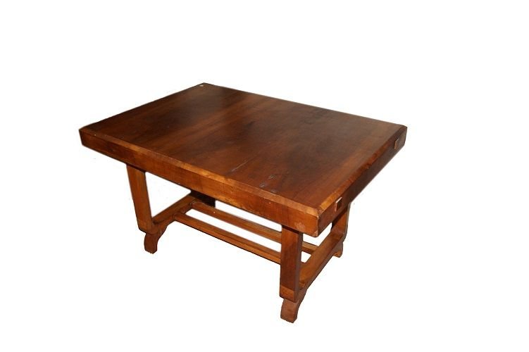 Italian Rectangular Extending Table From The Early 1900s, Decò Style In Walnut Wood-photo-3