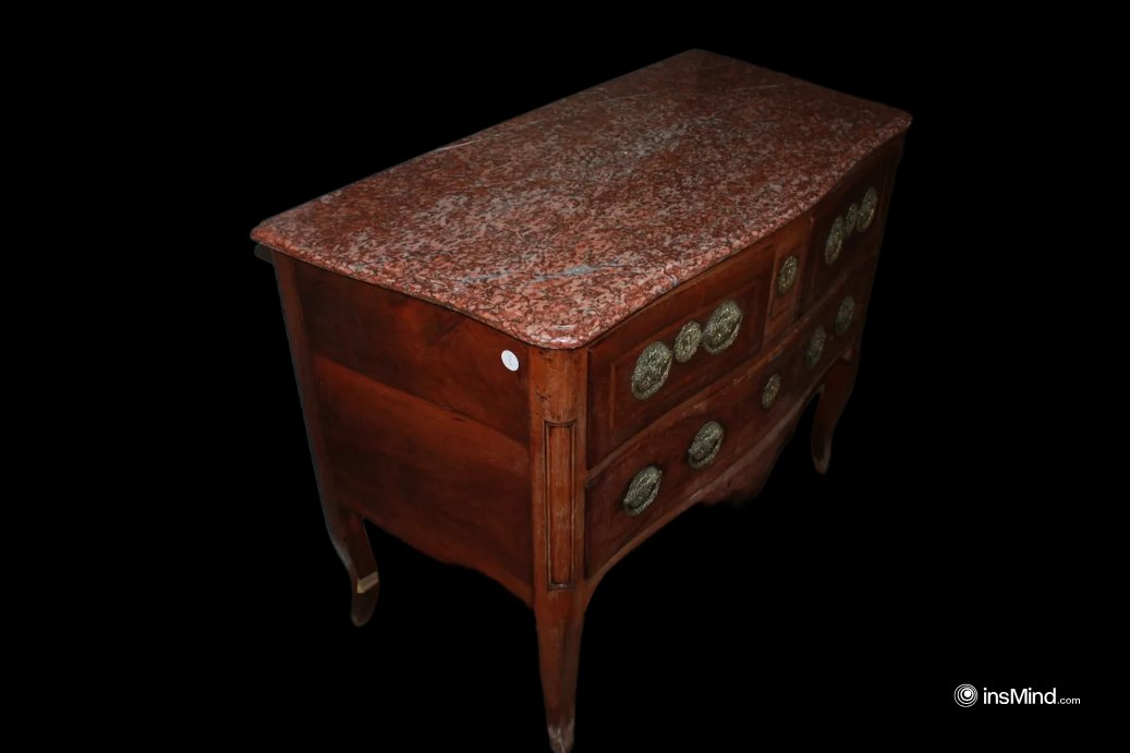 Commode Française, Style Transition, XVIIIe Siècle Avec Plateau En Marbre-photo-3