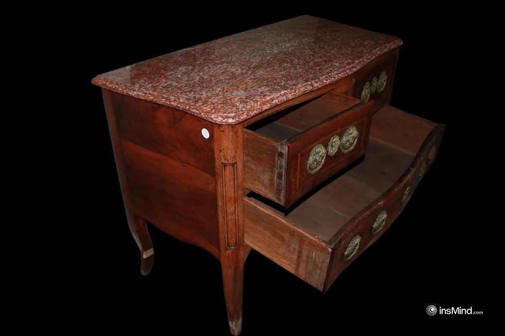 Commode Française, Style Transition, XVIIIe Siècle Avec Plateau En Marbre-photo-4