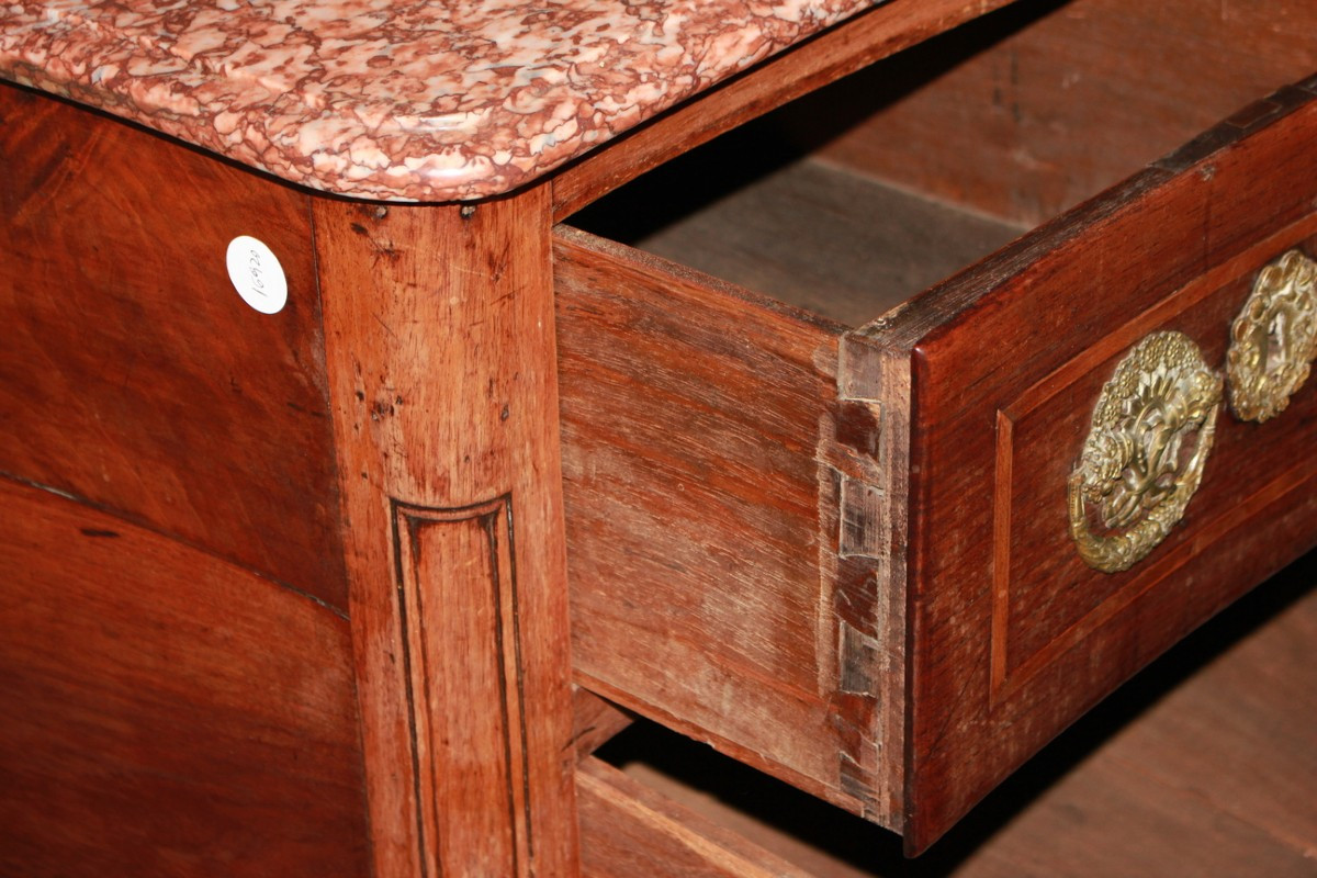 Commode Française, Style Transition, XVIIIe Siècle Avec Plateau En Marbre-photo-1