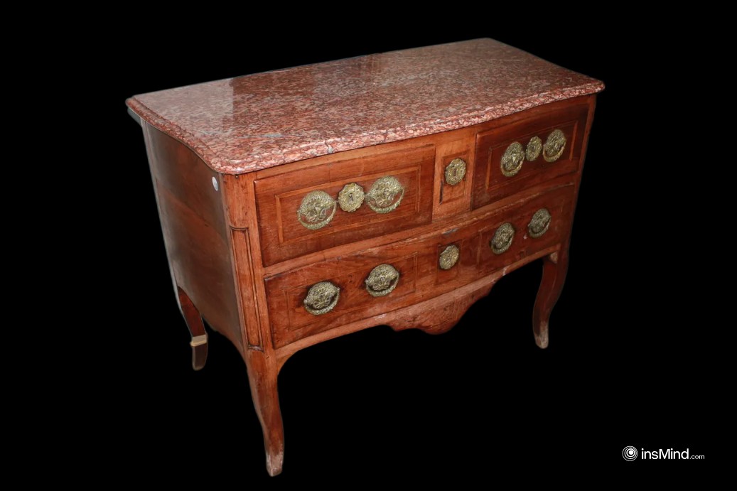 Commode Française, Style Transition, XVIIIe Siècle Avec Plateau En Marbre