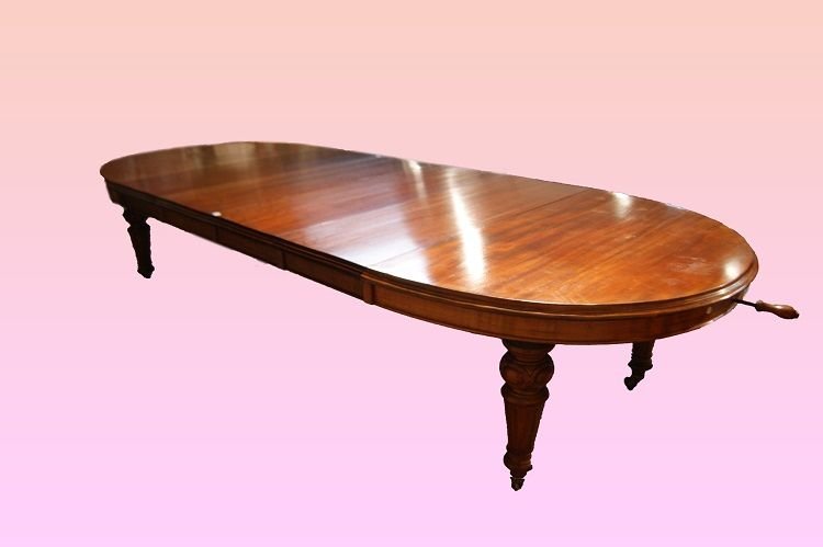 Large Extendable Oval Table (375cm), English From The Second Half Of The 1800s, Victorian Style-photo-3