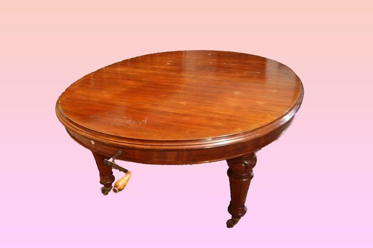 Large Extendable Oval Table (375cm), English From The Second Half Of The 1800s, Victorian Style