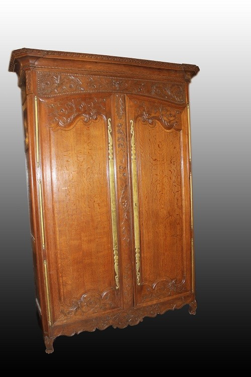 Beautiful French Wardrobe From The Late 18th To Early 19th Century, In Provencal Style, Made Of