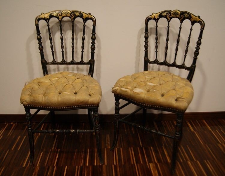 Group Of 4 French Chiavarine Chairs From The 1800s