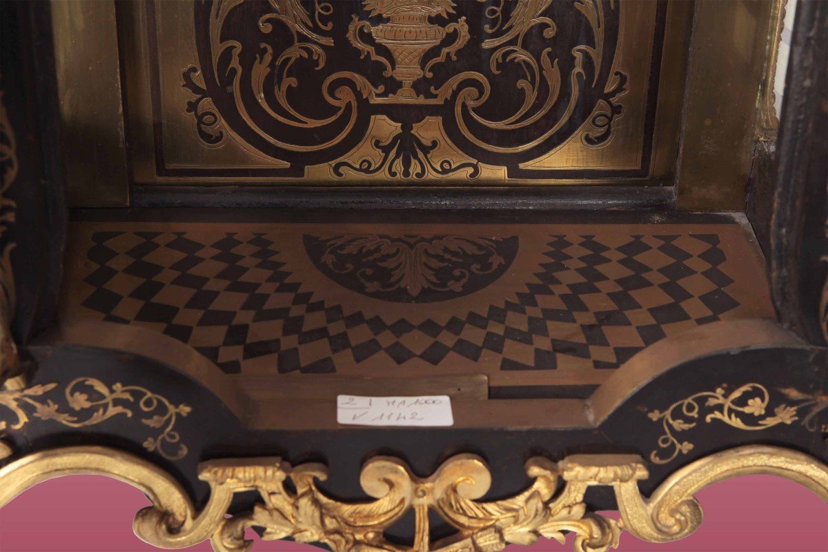 Splendid French Table Clock In Boulle Manufactured Ebony From The Late 1700s-photo-2