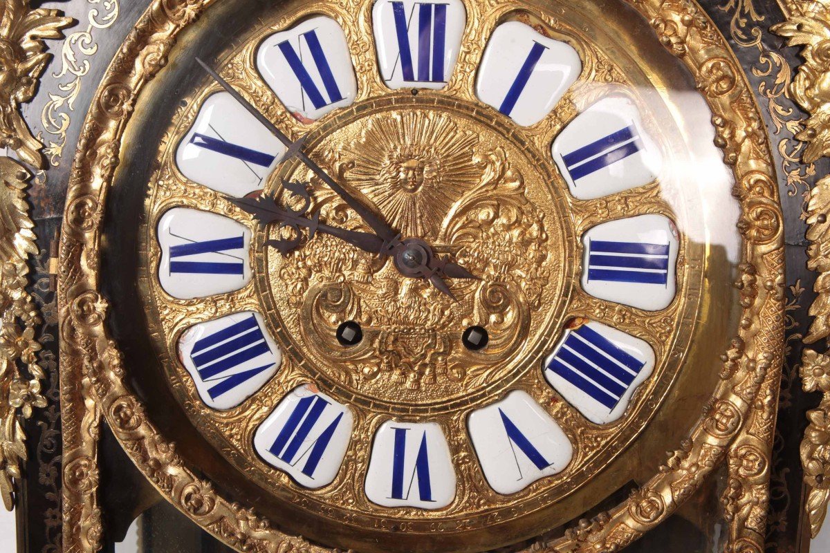 Splendid French Table Clock In Boulle Manufactured Ebony From The Late 1700s-photo-3