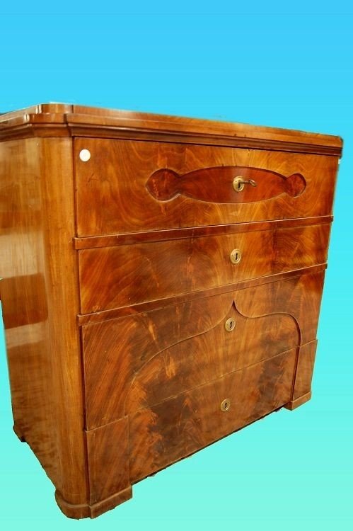 Commode De Style Biedermeier Des Années 1800 En Plume d'Acajou-photo-2