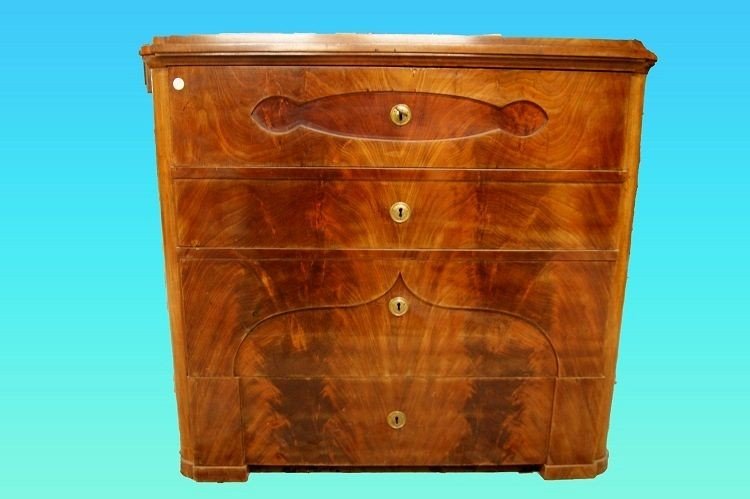 Commode De Style Biedermeier Des Années 1800 En Plume d'Acajou