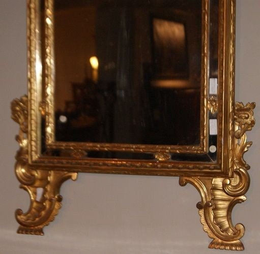 Spectacular Italian Mirror From The 1700s Gilt Gold Leaf Louis XV-photo-3