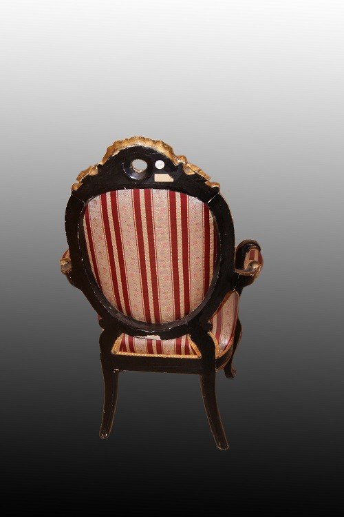 Magnifique Canapé De Salon Italien Avec Fauteuils Laqués Et Dorés Louis Philippe Italien  1800-photo-2