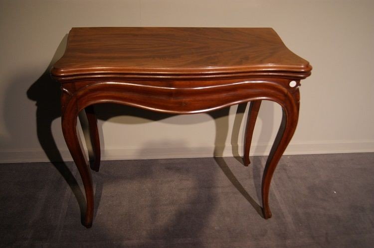 Paire De Tables à Jeux Louis Philippe Des Années 1800 En Bois d'Acajou-photo-4