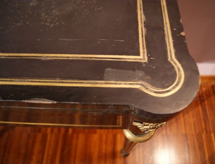 Boulle Style Games Table In Blackened Wood From The 1800s-photo-3