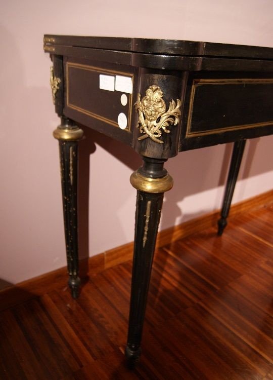 Boulle Style Games Table In Blackened Wood From The 1800s-photo-2