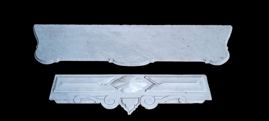 French White Marble Fireplace From The 1800s, Louis XV Style-photo-2