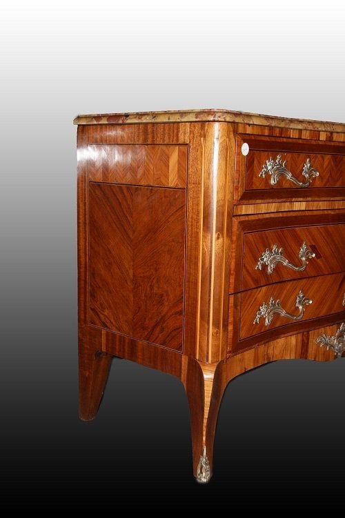 1800s French Transition Style Dresser In Rosewood With Marble Top-photo-2