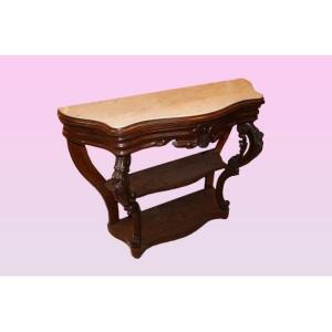 Beautiful French Louis Philippe Style Console Table In Rosewood With Marble