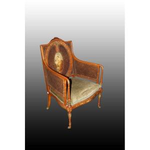 English Sheraton Armchair From The Early 1800s In Mahogany Wood