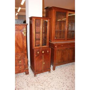 Cabinet Français Avec Vitrine Et Plateau De Bureau, Style Empire, De La Première Moitié Du XIXe