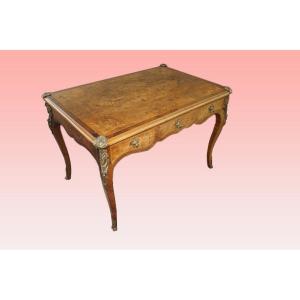 Beautiful French Writing Desk From The Early 1800s In Louis XV Style With Rich Inlays