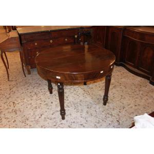 Italian Extendable Circular Table From The Second Half Of The 1800s, Louis Philippe Style 