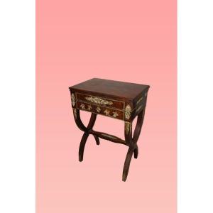 Old And Beautiful French Dressing Table From The Mid-1800s, Empire Style, In Mahogany Wood 