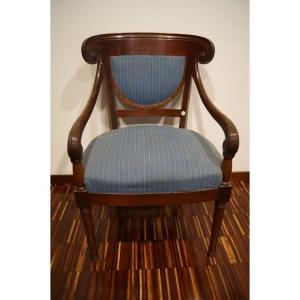 French Desk Chair From The Mid-1800s, In The Directoire Style, Made Of Solid Mahogany