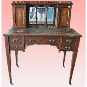  Victorian English Writing Desk From The Mid-1800s, Made Of Rosewood In The Victorian Style