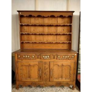 Large Sideboard, Plate Rack, Mid-1800s French Provençal Style Double Body In Oak