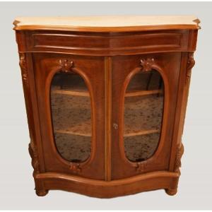 French Low Showcase From The Mid-1800s, Louis-philippe Style, In Mahogany Wood. It Features 