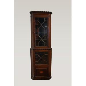English Two-body Victorian Corner Cabinet From The Second Half Of The 1800s, Victorian Style