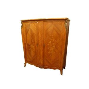 French Two-door Wardrobe From The Early 1900s, Louis XV Style, In Bois De Rose Wood
