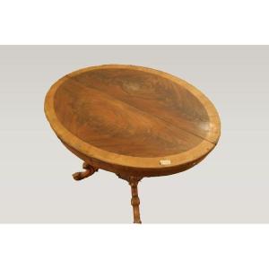 Oval Extensible Table From The Second Half Of The 1800s, Northern Europe, Louis Philippe Style