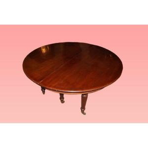 Table Extensible Victorienne Circulaire De 5 Mètres Max Des Années 1800 En Acajou