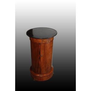 Lovely French Mid-1800s Column Bedside Table, In Directoire Style, Made Of Mahogany Wood