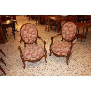 Pair Of French Armchairs From The Mid-1800s, Louis Philippe Style, In Rosewood