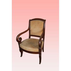 French Armchair From The Second Half Of The 19th Century, Directoire Style, In Mahogany Wood