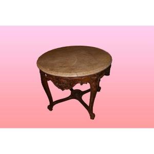 French Baroque-style Barocchetto Table From The Second Half Of The 1800s, Made Of Walnut Wood