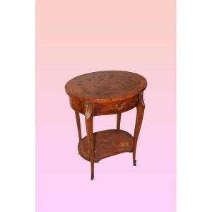 French Oval Table From The Second Half Of The 1800s, Transition Style, In Rosewood