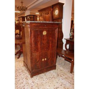 French Secretary From The Mid-1800s, Empire Style, In Mahogany Wood And Mahogany Feather