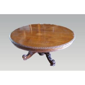 French Extending Oval Table From The Second Half Of The 1800s, Louis Philippe Style In Oak Wood