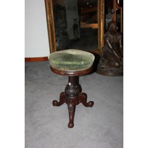 Victorian Swivel Piano Stool Ottoman From The 1800s