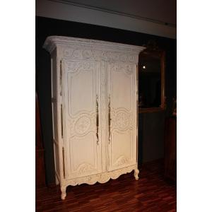 French Normandy 2-door Walnut Wardrobe With Carved Motifs