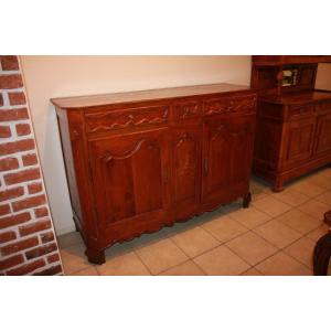 French Provencal 2-door Walnut Sideboard With Drawers From The 1800s