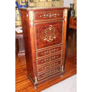 Napoleon III Mahogany Secretaire Richly Inlaid With Mother-of-pearl